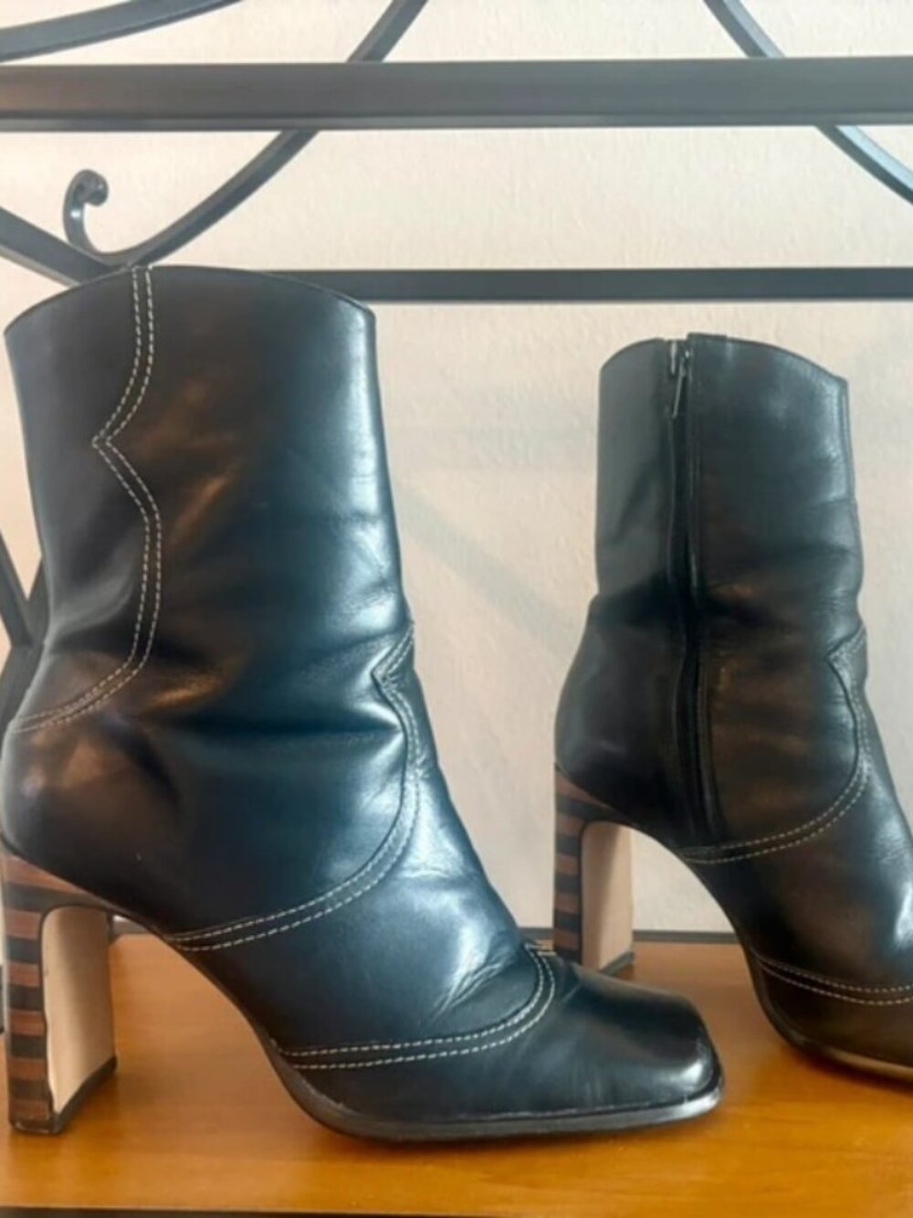 Sexy black leather boots